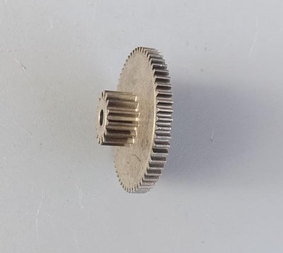 金屬齒輪 15齒0.8模數+59齒0.6模 軸孔4mm松配 雙層齒 變速減速齒 W64.0321