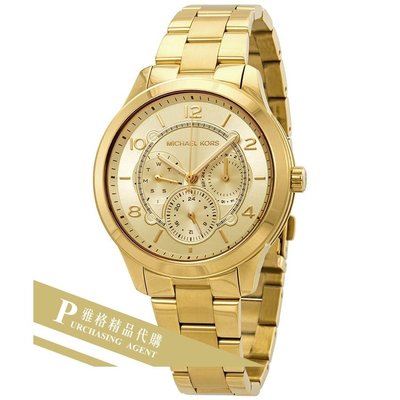 雅格時尚精品代購Michael Kors MK6588  時尚金色鋼帶手錶 石英腕錶 精鋼錶鏈三眼錶   歐美時尚 美國代購