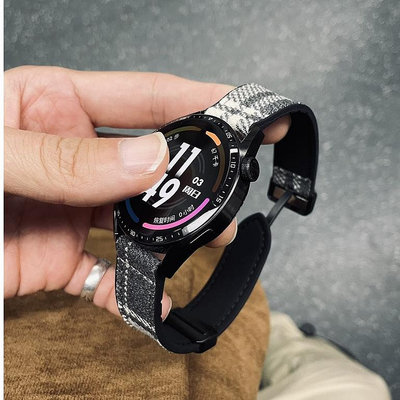 毛呢布矽膠22mm錶帶 適用華為手錶GT4錶帶GT2磁吸扣GT3pro矽膠watch/4/pro/Buds/46mm