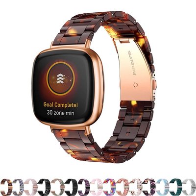 gaming微小配件-適用於Fitbit versa 3/Sense時尚三珠樹脂錶帶 Versa 4/Sense 2樹脂錶帶 三株平扣錶帶-gm