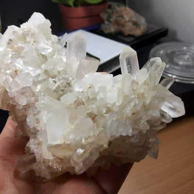 [友克鑫礦業]ac838約370.6g-通靈水晶 窗子水晶 白水晶簇 水晶簇 淨化消磁 天然水晶 水晶柱 原礦 原石