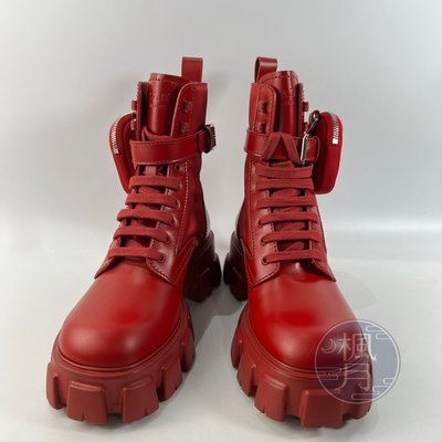 BRAND楓月 PRADA 1T255M 紅色男性尼龍短靴#8.5 精品男鞋 男鞋 普拉達 時尚靴款
