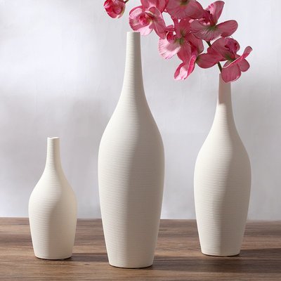 花瓶韓國新中式素燒陶瓷大花瓶擺件白色干花插花瓶樣板房客廳軟裝飾品