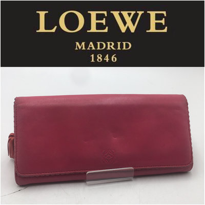 【皮老闆二店】二手真品 Loewe 扣式長夾 皮夾 L837