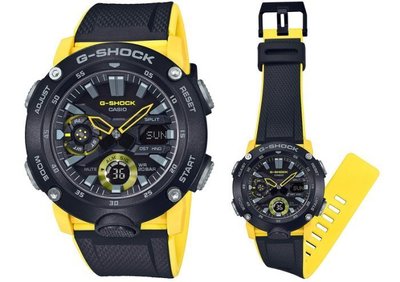 CASIO手錶公司貨 G-SHOCK絕對強悍GA-2000-1A9  碳纖維核心防護構造