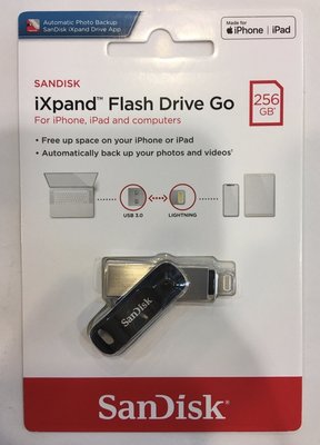 SanDisk iXpand Go 256GB OTG隨身碟 256G Lightning/USB-A雙接頭 公司貨 SDIX60N