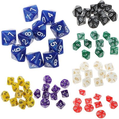 用於 D 和 D Rpg Warhammer 遊戲的 10 個 D10 面珍珠釘骰子 (0-9)—優尚雜貨店