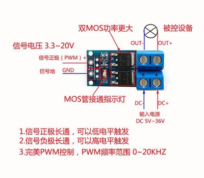 大功率MOS管 場效應管 觸發開關驅動模組 PWM調節電子開關控制板 W8 z99