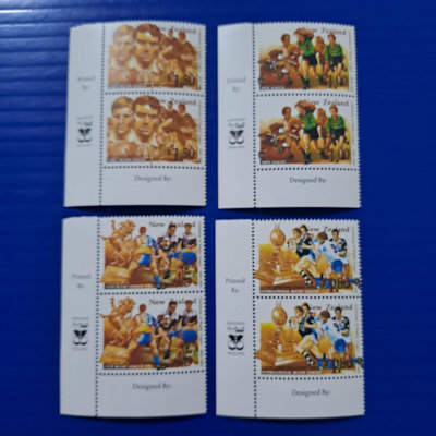 【大三元】紐澳郵票-068紐西蘭-橄欖球聯盟百年紀念日-1995年發行-新票2全二方連-原膠上品