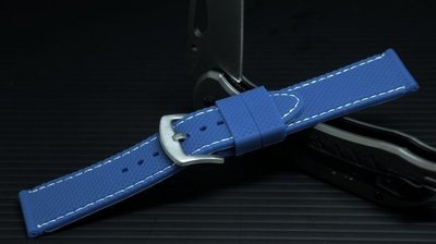 18mm 網紋賽車疾速風格深藍色矽膠錶帶,不鏽鋼製錶扣,白色縫線,雙錶圈,diesel oris