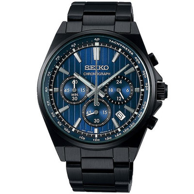 【SEIKO】精工 SBTR035J 賽車風格 鋼錶帶 三眼計時男錶 8T63-01T0U 藍/黑 41mm