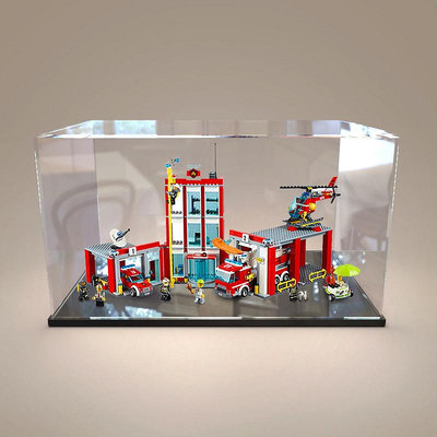 亞克力防塵盒適用樂高60110 消防局展示模型玩具透明