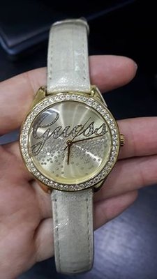永達利鐘錶 GUESS 金殼鑽框 皮帶錶 35mm 原廠公司貨 保固一年 GWW75063L1