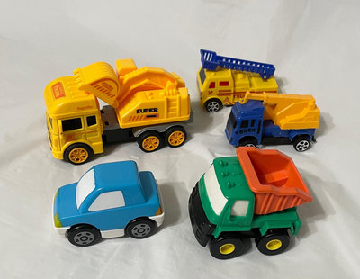 挖土車 垃圾車 工程車 汽車玩具  5台合售   二手