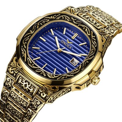 【潮裡潮氣】ONOLA新款跨境爆款時尚經典設計復古風格男士手錶男防水鋼帶手錶ON3808