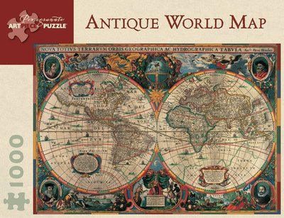 美國拼圖 POM‧ANTIQUE WORLD MAP 巴洛克風 古世界地圖 1000片拼圖，aa603