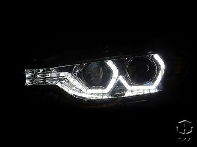 《※台灣之光※》全新 BMW F30  14 15 16 12 13年美規328無hid專用晶鑽LED光圈投射大燈組