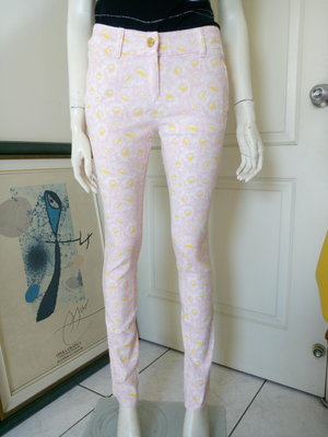 法國設計師品牌KENZO淡粉色花紋薄款窄管牛仔褲(女、SIZE:16A(歲)/腰)
