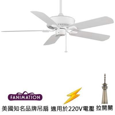 Fanimation Edgewood Wet 50英吋戶外扇(TF910WH-220)白色 適用於110V電壓
