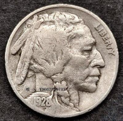 銀幣早期美國1928年5美分銅鎳硬幣21.21mm牦牛野牛 美洲外國錢幣