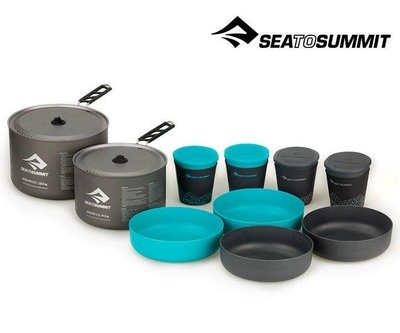 【Sea to summit】特『Alpha 鋁合金折疊鍋具組4.2』摺疊鍋*2組+4人餐具組(杯+碗)