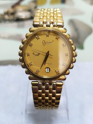 瑞士全原裝真品愛其華Ogival真鑽石英包金男錶 使用瑞士eta石英機芯