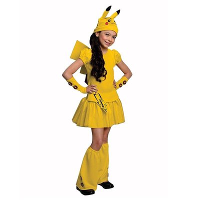 兒童女孩皮卡丘裙Pokemon Go搖尾巴服裝萬聖節兒童角色扮演嘉年華派對舞臺造型服裝變裝-麥德好服裝包包