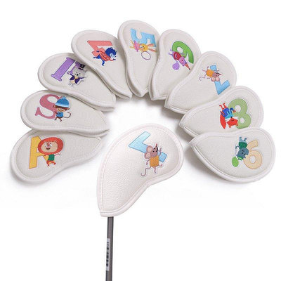【現貨精選】高爾夫球 高爾夫用品 高爾夫桿套高爾夫新款球桿套卡通字母荔枝皮桿套高爾夫配件用品帽套