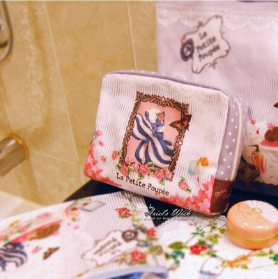 Ariel's Wish-La Petite Poupee-天竺鼠艷鼠歐洲古典花園條紋蕾絲化妝包筆袋鉛筆盒收納袋-日本製