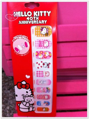 小花花日本精品♥ Hello Kitty   40周年 日本製指甲貼彩繪美甲貼黏貼性家附戳刀1994-2003(56812008