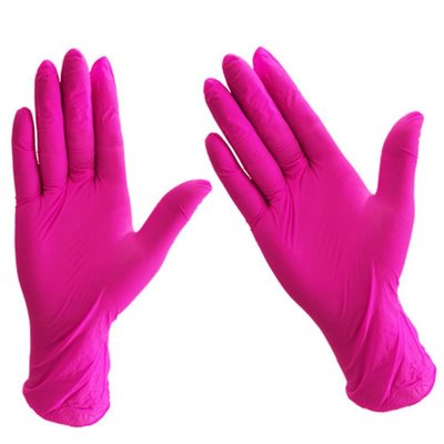 粉色手套一次性丁腈橡膠乳膠手套通用廚房家用清潔園藝紫色黑色手套 10