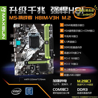 【優選】全新品MAXSUN銘瑄 MS-挑戰者H81M-V3H M.2H81ITX桌上型電腦電腦主板