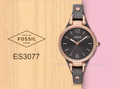 FOSSIL 手錶專賣店 國隆 ES3077 FOSSIL 氣質石英女錶 皮革錶帶 黑色錶面 生活防水