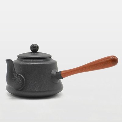 瑞壽堂鑄鐵壺無涂層原鐵蘭花側把壺煮茶烤茶 日式壺電陶爐可用~爆款