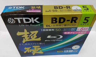 @阿媽的店@ TDK BD-R DL 50G 1-6X 滿版可印超硬藍光片單片硬殼裝5片包