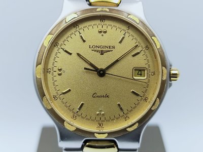 【發條盒子H1619】 LONGINES 浪琴 Conquest 征服者系列 金面石英18K包金 中性腕錶
