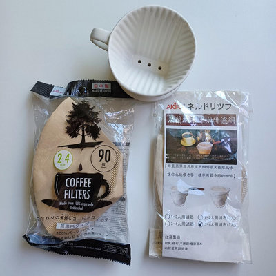 【Marsco】白色陶瓷咖啡濾杯+Akira法蘭絨手沖咖啡濾網+daiso無漂白咖啡濾紙（25083066）