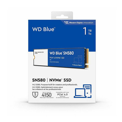 WD Blue SN580 1TB M.2 2280 PCIe 4.0 NVMe SSD 固態硬碟 (WD-SN580-1TB)