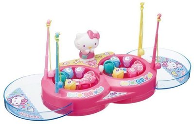 日本進口 凱蒂貓 Hello Kitty 8字型釣魚玩具組 12隻小魚＊妮可寶貝＊