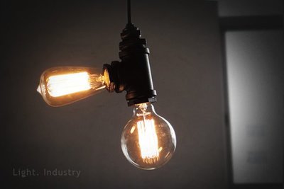 【 輕工業家具 】復古金屬黑鐵水管吊燈(雙頭)-工業風鐵管餐廳客廳廚房吧檯燈具