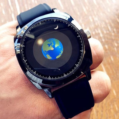 男士手錶，科技感腕錶，藍色星球手錶，大表盤石英錶