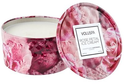 現貨～Voluspa Rose Petal Ice Cream玫瑰花瓣冰淇淋錫盒蠟燭：6盎司