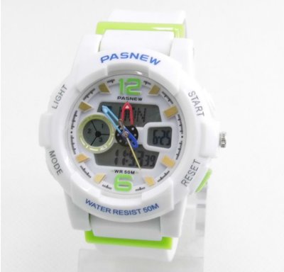 【 幸福媽咪 】網路購物、門市服務 PASNEW 百勝牛 指針數位雙顯設計 電子運動錶 型號:PSE486