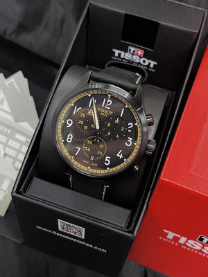 TISSOT Chrono XL Vintage 黑色面錶盤 黑色皮革錶帶 石英 三眼計時 男士手錶 T1166173605202