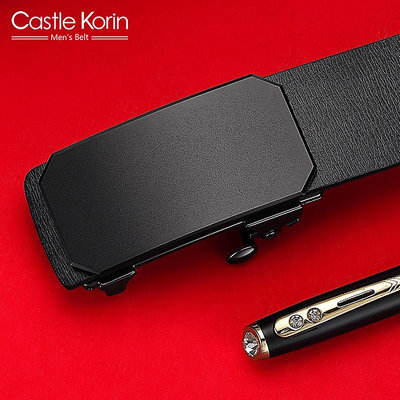 Castle Korin 男士皮帶自動商務齒形合金扣牛皮錶帶 ck01021（滿599免運）