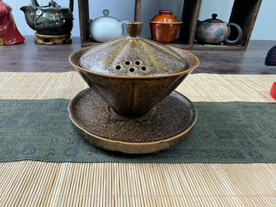 茶沫結晶釉 鬥笠三才蓋碗 蓋下容量120毫升碗口直徑10.