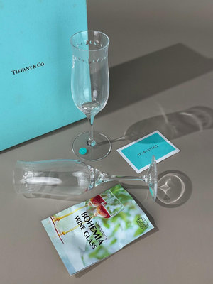 Tiffany&amp;Co 蒂芙尼 香檳杯 水晶對杯  原盒陶歷