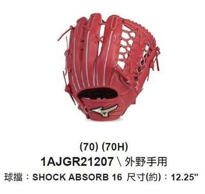 野球人生---MIZUNO GE 棒球手套 紅色 1AJGR21207