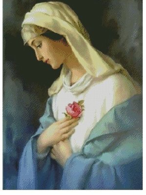 【熱賣下殺】十字繡材料包11CT精準印花滿繡  聖母像天主教聖母瑪利亞十字架玫瑰  人物