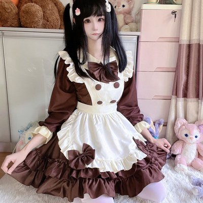 情趣制服 情趣内衣 性感内衣日系Lolita洋裝蘿莉連衣裙女傭服軟妹巧克力女仆裝咖啡廳